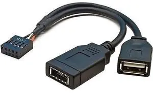 USB 2.0 9Pin Male 1 to 2 USB 2.0/USB 3.1 Type E Key-A Female Front Panel Socket to 9Pin Mainboard Header Extension Cable 0.49FT USB 2.0 9Pin Male 1 to 2 USB 2.0/USB 3.1 Type E Key-A Female Front Panel Socket to 9Pin Mainboard Header Extension Cable 0.49FT