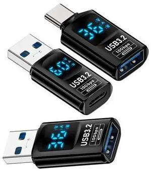 3pcs/lot Type-C Smart LED Display USB-C to USB3.2 Type-A Adapter 10Gbps Data Current Voltage Fast Charging Monitoring Display Tester Detector 3pcs/lot Type-C Smart LED Display USB-C to USB3.2 Type-A Adapter 10Gbps Data Current Voltage Fast Charging Monitoring Display Tester Detector