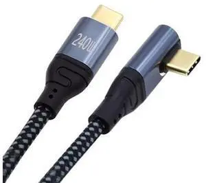 USB-C 240W Type-C Cable 480Mbps 48V 5A Low Profile Angled 90 Degree Compatible with USB2.0 100W Charging for Laptop Tablet Phone 200cm USB-C 240W Type-C Cable 480Mbps 48V 5A Low Profile Angled 90 Degree Compatible with USB2.0 100W Charging for Laptop Tablet Phone 200cm