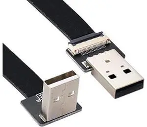 Up Angled USB 2.0 Type-A Male to Type-A Male Data Flat Slim FPC Cable 90 Degree for FPV & Disk & Scanner & Printer 20CM Up Angled USB 2.0 Type-A Male to Type-A Male Data Flat Slim FPC Cable 90 Degree for FPV & Disk & Scanner & Printer 20CM