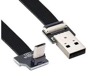 Up Angled USB 2.0 Type-A Male to Micro USB 5Pin Male Data Flat Slim FPC Cable for FPV & Disk & Phone 100CM Up Angled USB 2.0 Type-A Male to Micro USB 5Pin Male Data Flat Slim FPC Cable for FPV & Disk & Phone 100CM