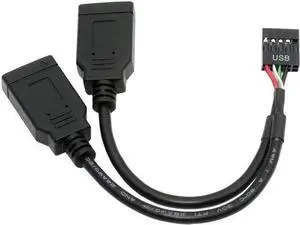 USB 2.0 9Pin Male 1 to 2 USB 3.1 Type E Key-A Female Front Panel Socket to 9Pin Mainboard Header Extension Cable 0.49FT USB 2.0 9Pin Male 1 to 2 USB 3.1 Type E Key-A Female Front Panel Socket to 9Pin Mainboard Header Extension Cable 0.49FT