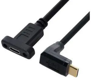 USB 3.1 Gen 2 10Gbps USB C Male to Female 90 Degree UP Angled Fast Charging Data Video Transfer Extension Cable with Panel Mount Hole 0.3M USB 3.1 Gen 2 10Gbps USB C Male to Female 90 Degree UP Angled Fast Charging Data Video Transfer Extension Cable with Panel Mount Hole 0.3M