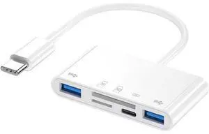 CY 5 in 1 USB C to 2 USB 3.0 TF Micro SD SDXC SDHC Card Reader Adapter 5Gbps Compatible with PD 27W for Laptop Tablet Phone CY 5 in 1 USB C to 2 USB 3.0 TF Micro SD SDXC SDHC Card Reader Adapter 5Gbps Compatible with PD 27W for Laptop Tablet Phone