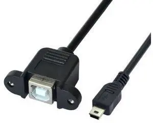 CY Mini USB 5pin Male to USB B Female Panel Mount Type Cable 20cm with Screws CY Mini USB 5pin Male to USB B Female Panel Mount Type Cable 20cm with Screws