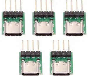 5 Pack USB C DIY Connector, Pitch 2.54mm 4Pin to USB 2.0 Type C Female Socket Port Repair Replacement Solder Adapter 5 Pack USB C DIY Connector, Pitch 2.54mm 4Pin to USB 2.0 Type C Female Socket Port Repair Replacement Solder Adapter