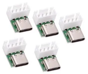 5 Pack USB C DIY Connector, Pitch 2.54mm Vertical 4Pin to USB 2.0 Type C Female Socket Port Repair Replacement Solder Adapter with Wafer Socket 5 Pack USB C DIY Connector, Pitch 2.54mm Vertical 4Pin to USB 2.0 Type C Female Socket Port Repair Replacement Solder Adapter with Wafer Socket