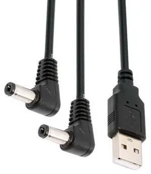 USB 2.0 Type A Male 1 to 2 DC 5.5x2.1mm Y Splitter 90 Degree Angled DC 5V Power Plug Barrel Connector Charge Cable 4.9FT USB 2.0 Type A Male 1 to 2 DC 5.5x2.1mm Y Splitter 90 Degree Angled DC 5V Power Plug Barrel Connector Charge Cable 4.9FT