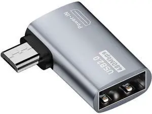 2 in 1 Micro USB OTG Power Adapter Micro USB Male to USB 2.0 Female 90 Degree Right Angled Connector Adapter 2 in 1 Micro USB OTG Power Adapter Micro USB Male to USB 2.0 Female 90 Degree Right Angled Connector Adapter