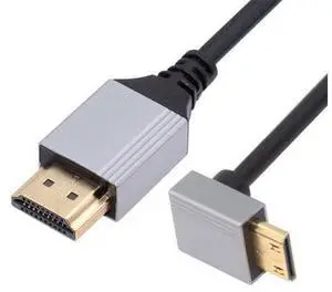 90 Degree Up Angled Mini HDMI 2.1 Ultra Thin HDTV Cable 8K 4K Hyper Super Flexible Slim Cord Type-A to Type-C for Camera HDTV 50cm 90 Degree Up Angled Mini HDMI 2.1 Ultra Thin HDTV Cable 8K 4K Hyper Super Flexible Slim Cord Type-A to Type-C for Camera HDTV 50cm