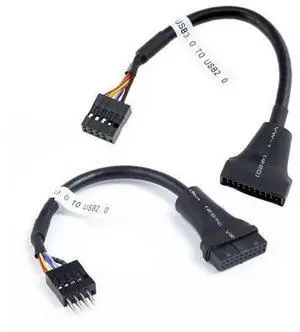 2 Pack USB 2.0 Front Panel Header 9/10Pin Male/Female to 19/20Pin Male/Female Mainboard Header Gender Changer Cable Adapter 2 Pack USB 2.0 Front Panel Header 9/10Pin Male/Female to 19/20Pin Male/Female Mainboard Header Gender Changer Cable Adapter