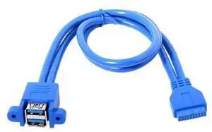 USB 3.0 Front Panel Header 19/20Pin 1 Male to 2 USB 3.0 Female Panel Port Extension Cable 0.5M with Panel Mount Holes USB 3.0 Front Panel Header 19/20Pin 1 Male to 2 USB 3.0 Female Panel Port Extension Cable 0.5M with Panel Mount Holes
