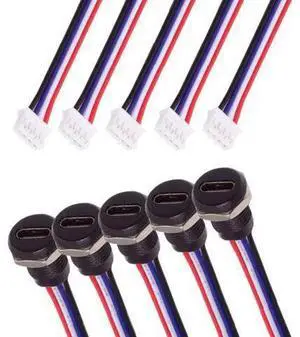 5 Pack 2.0mm Pitch 4Pin to USB C Female DC 5V 3A Charging Socket Port Conversion Cable Adapter with Waterproof Dustproof Rubber Plug 5 Pack 2.0mm Pitch 4Pin to USB C Female DC 5V 3A Charging Socket Port Conversion Cable Adapter with Waterproof Dustproof Rubber Plug