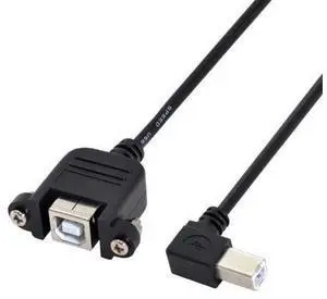 CY USB 2.0 Type B Male to Type B Female Extension Cable with Screws for Panel Mount 50cm 90 Degree Left Angled CY USB 2.0 Type B Male to Type B Female Extension Cable with Screws for Panel Mount 50cm 90 Degree Left Angled