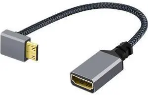 4K Type-C MINI HDMI 1.4 Male 90 Degree Up Angled to HDMI Female Extension Cable for DV MP4 Camera DC Laptop 4K Type-C MINI HDMI 1.4 Male 90 Degree Up Angled to HDMI Female Extension Cable for DV MP4 Camera DC Laptop