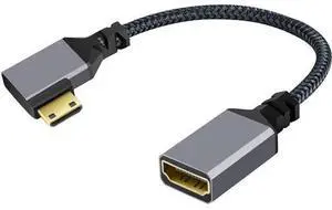 4K Type-C Mini HDMI 1.4 Male 90 Degree Left Angled to HDMI Female Extension Cable for DV MP4 Camera DC Laptop 4K Type-C Mini HDMI 1.4 Male 90 Degree Left Angled to HDMI Female Extension Cable for DV MP4 Camera DC Laptop