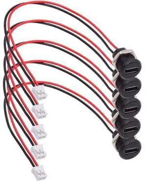 DIY OEM 5pcs/Set Type C Female Socket to 2Pin Header Cable Pitch=2.0mm Panel Mount Type DC 5V Power DIY OEM 5pcs/Set Type C Female Socket to 2Pin Header Cable Pitch=2.0mm Panel Mount Type DC 5V Power