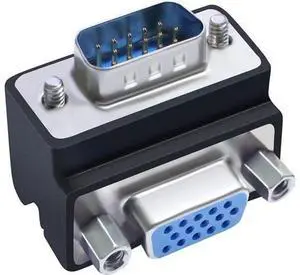 DTECH 90 Degree VGA Right Angle Adapter 15 Pin Male to Female Extension Converter Coupler DTECH 90 Degree VGA Right Angle Adapter 15 Pin Male to Female Extension Converter Coupler