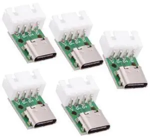 5 Pack USB C DIY Connector, Pitch 2.54mm 4Pin to USB 2.0 Type C Female Socket Port Repair Replacement Solder Adapter with Wafer Socket 5 Pack USB C DIY Connector, Pitch 2.54mm 4Pin to USB 2.0 Type C Female Socket Port Repair Replacement Solder Adapter with Wafer Socket