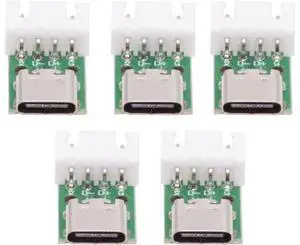 5 Pack USB C DIY Connector, Pitch 2.54mm 4Pin to USB 2.0 Type C Female Socket Port Repair Replacement Solder Adapter with Wafer Socket 5 Pack USB C DIY Connector, Pitch 2.54mm 4Pin to USB 2.0 Type C Female Socket Port Repair Replacement Solder Adapter with Wafer Socket