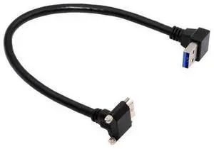 Down Angled 90 Degree USB 3.0 A Male to Micro-B 3.0 Plug Down Angled Locking Screw Panel Cable 25cm Down Angled 90 Degree USB 3.0 A Male to Micro-B 3.0 Plug Down Angled Locking Screw Panel Cable 25cm