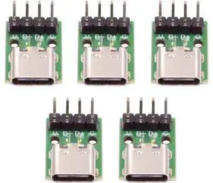 5 Pack USB C DIY Connector, Pitch 2.54mm Vertical 4Pin to USB 2.0 Type C Female Socket Port Repair Replacement Solder Adapter 5 Pack USB C DIY Connector, Pitch 2.54mm Vertical 4Pin to USB 2.0 Type C Female Socket Port Repair Replacement Solder Adapter