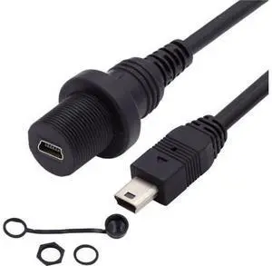 Mini USB 5Pin Flush Mount Male to Female Extension Cable for Car Dashboard Panel Mount Waterproof Dustproof Mini USB 5Pin Flush Mount Male to Female Extension Cable for Car Dashboard Panel Mount Waterproof Dustproof