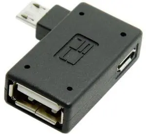 Micro USB OTG Power Adapter 2 in 1 Micro USB Male to USB 2.0 Female 90 Degree Left Angled Connector Adapter Micro USB OTG Power Adapter 2 in 1 Micro USB Male to USB 2.0 Female 90 Degree Left Angled Connector Adapter