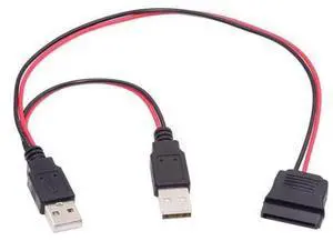 DC 5V Dual USB to SATA 15Pin Power Cable for 2.5 inch SATA HDD SSD Disk Driver 5V 2A Max DC 5V Dual USB to SATA 15Pin Power Cable for 2.5 inch SATA HDD SSD Disk Driver 5V 2A Max