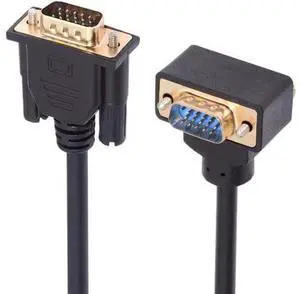 90 Degree Up Angled VGA RGB Male to Straight Male Extension Cable 3COAX+6C for Monitor Projector Computer 90 Degree Up Angled VGA RGB Male to Straight Male Extension Cable 3COAX+6C for Monitor Projector Computer