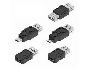5 Pack USB 2.0 Connector Micro USB Mini USB 5Pin to USB 2.0 OTG Data Charge Converter Adapter 5 Pack USB 2.0 Connector Micro USB Mini USB 5Pin to USB 2.0 OTG Data Charge Converter Adapter
