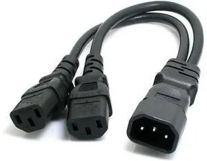 Single C14 to Dual C13 5-13R Short Power Y Type Splitter Adapter Cable Cord Single C14 to Dual C13 5-13R Short Power Y Type Splitter Adapter Cable Cord