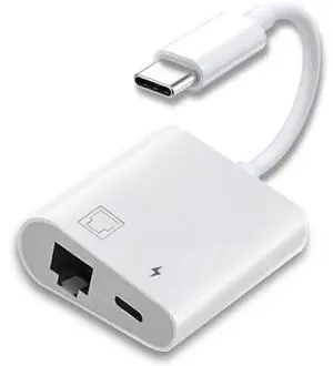 2 in 1 USB C to RJ45 100Mbps Networking Adapter with PD 24W Charge for Laptop Tablet Phone 2 in 1 USB C to RJ45 100Mbps Networking Adapter with PD 24W Charge for Laptop Tablet Phone