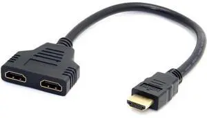 One HDMI Male to Dual HDMI Female Y Splitter Switch Extension Adapter Cable for for PC HDTV Laptop 1080P One HDMI Male to Dual HDMI Female Y Splitter Switch Extension Adapter Cable for for PC HDTV Laptop 1080P