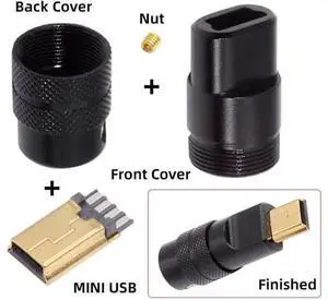 Mini USB2.0 5Pin Male Plug Connector Solder Type with Aluminum Alloy Shell Black Customization for 4.0mm~6.0mm Cable Mini USB2.0 5Pin Male Plug Connector Solder Type with Aluminum Alloy Shell Black Customization for 4.0mm~6.0mm Cable
