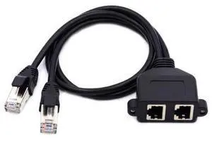 Dual Ports UTP Cat6 Male to Female LAN Ethernet Network Extension Cable 8P8C FTP STP with Panel Mount Holes Dual Ports UTP Cat6 Male to Female LAN Ethernet Network Extension Cable 8P8C FTP STP with Panel Mount Holes