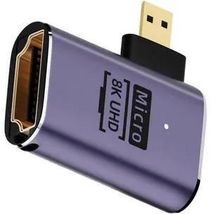 Left Angled Micro HDMI Male to HDMI 2.1 Female UHD Extension Gold Converter Adapter Support 8K 60hz HDTV Left Angled Micro HDMI Male to HDMI 2.1 Female UHD Extension Gold Converter Adapter Support 8K 60hz HDTV