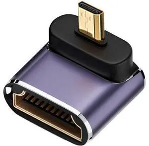 Down Angled Micro HDMI Male to HDMI 2.1 Female UHD Extension Gold Converter Adapter Support 8K 60hz HDTV Down Angled Micro HDMI Male to HDMI 2.1 Female UHD Extension Gold Converter Adapter Support 8K 60hz HDTV