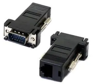 2 Pack RJ45 to VGA Adapter VGA 15Pin Male to RJ45 Cat5 Cat6 Female Ethernet Extender Converter Adapter for Monitor & Projector 2 Pack RJ45 to VGA Adapter VGA 15Pin Male to RJ45 Cat5 Cat6 Female Ethernet Extender Converter Adapter for Monitor & Projector