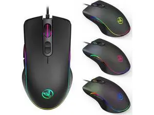 RGB Gaming Mouse, 6400 dpi, Ergonomic Hand Grips, RGB Backlit Optical Wired Gaming Mouse 7 Programmable Buttons RGB Gaming Mouse, 6400 dpi, Ergonomic Hand Grips, RGB Backlit Optical Wired Gaming Mouse 7 Programmable Buttons