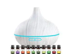 Ultrasonic Humidifiers with 10 Essential Oils, Aromatherapy Diffuser & Essential Oil Sets- 400ml Diffuser with 4 Timer & 7 Ambient Light Settings White Ultrasonic Humidifiers with 10 Essential Oils, Aromatherapy Diffuser & Essential Oil Sets- 400ml Diffuser with 4 Timer & 7 Ambient Light Settings White