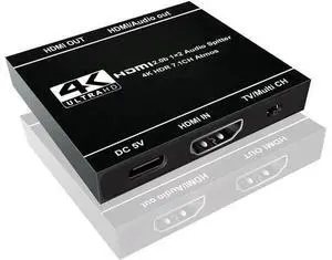 4K HDMI Splitter 1 in 2 Out HDMI Splitter Duplicate/ Mirror Screen HDMI Splitter Support 4K@60Hz 3D for PS5, Roku TV Box - 1 Source to 2 Displays, with Audio Extractor(HDMI Audio Output) 4K HDMI Splitter 1 in 2 Out HDMI Splitter Duplicate/ Mirror Screen HDMI Splitter Support 4K@60Hz 3D for PS5, Roku TV Box - 1 Source to 2 Displays, with Audio Extractor(HDMI Audio Output)