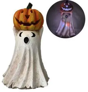 Halloween Decor Ghost With Pumpkin Light Up Jack-o'-lantern Ceramic Pumpkin Light B Halloween Decor Ghost With Pumpkin Light Up Jack-o'-lantern Ceramic Pumpkin Light B