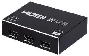 1x3 HDMI Splitter 1 in 3 Out HDMI Splitter Audio Video Distributor Box Support 3D & 4K x 2K Compatible for HDTV, STB, DVD, PS3, Projector Etc 1x3 HDMI Splitter 1 in 3 Out HDMI Splitter Audio Video Distributor Box Support 3D & 4K x 2K Compatible for HDTV, STB, DVD, PS3, Projector Etc