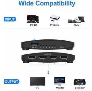 4K HDMI Splitter 1 in 4 Out, 1×4 HDMI Splitter Support 4Kx2K, 1080P, 3D, for Xbox PS5/4 Roku Blu-Ray Player Apple TV 4K HDMI Splitter 1 in 4 Out, 1×4 HDMI Splitter Support 4Kx2K, 1080P, 3D, for Xbox PS5/4 Roku Blu-Ray Player Apple TV