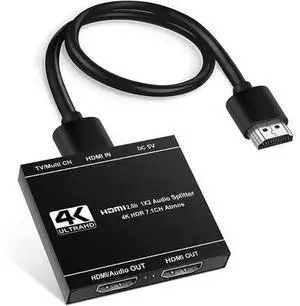 4K@60Hz HDMI Splitter 1x2 RGB 8:8:8,18 Gbps,Supports HDMI2.0b,HDCP 2.2,Duplicate/Mirror/Copy,HDR,Dolby Vision Atmos,4K HDMI Splitter 1 in 2 Out Support HDMI Audio Output 4K@60Hz HDMI Splitter 1x2 RGB 8:8:8,18 Gbps,Supports HDMI2.0b,HDCP 2.2,Duplicate/Mirror/Copy,HDR,Dolby Vision Atmos,4K HDMI Splitter 1 in 2 Out Support HDMI Audio Output