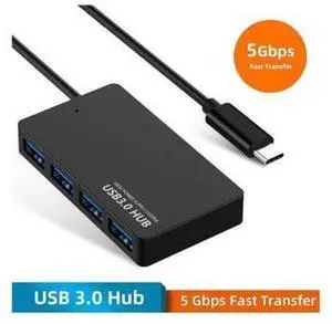 XJYLCPC USB-C Type-C Data Hub 4 Ports USB 3.0 Hub, USB Portable Multi-Port Expansion Hub Compatible with MacBook, Windows, mac OS, Linux, USB Flash Drives, Mobile HDD etc, Black XJYLCPC USB-C Type-C Data Hub 4 Ports USB 3.0 Hub, USB Portable Multi-Port Expansion Hub Compatible with MacBook, Windows, mac OS, Linux, USB Flash Drives, Mobile HDD etc, Black