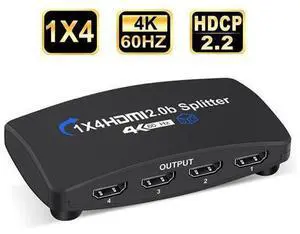 4K@60Hz HDMI Splitter 1 in 4 Out HDMI Splitter for 4 Monitors Duplicate/Mirror with Same Image, 1x4 HDMI2.0b Splitter HDCP2.2 for Xbox, PS5, Roku (1 Source onto 4 Displays) 4K@60Hz HDMI Splitter 1 in 4 Out HDMI Splitter for 4 Monitors Duplicate/Mirror with Same Image, 1x4 HDMI2.0b Splitter HDCP2.2 for Xbox, PS5, Roku (1 Source onto 4 Displays)