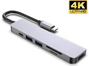USB C Hub Adapter, 6-in-1 USB C Hub, with 4K USB C to HDMI, 8760W Power Delivery, 2 USB 3.0 Ports, SD and microSD Card Readers, for MacBook Pro and Other USB C Laptops USB C Hub Adapter, 6-in-1 USB C Hub, with 4K USB C to HDMI, 8760W Power Delivery, 2 USB 3.0 Ports, SD and microSD Card Readers, for MacBook Pro and Other USB C Laptops