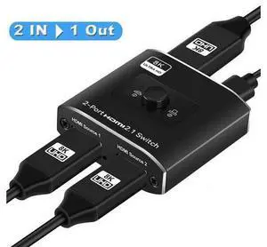 HDMI 2.1 Switch 8K 60Hz HDMI Switcher 2 in 1 Out, 2 Port 4K 120Hz 8K HDMI Switcher Support 8K 48Gbps for Xbox Series X PS4 Pro PS5 Roku UHD TV Monitor Projector (OZ8Q2) HDMI 2.1 Switch 8K 60Hz HDMI Switcher 2 in 1 Out, 2 Port 4K 120Hz 8K HDMI Switcher Support 8K 48Gbps for Xbox Series X PS4 Pro PS5 Roku UHD TV Monitor Projector (OZ8Q2)